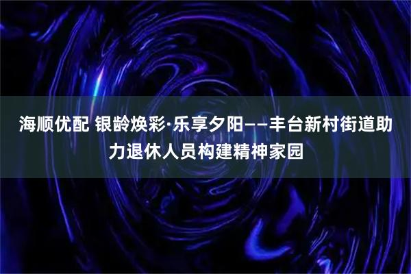 海顺优配 银龄焕彩·乐享夕阳——丰台新村街道助力退休人员构建精神家园