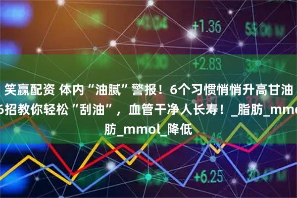 笑赢配资 体内“油腻”警报!6个习惯悄悄升高甘油三酯,6招教你轻松“刮油”,血管干净人长寿!_脂肪_mmol_降低