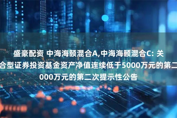 盛豪配资 中海海颐混合A,中海海颐混合C: 关于中海海颐混合型证券投资基金资产净值连续低于5000万元的第二次提示性公告